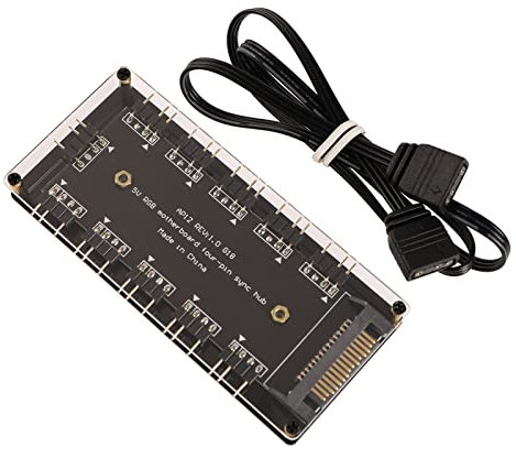 ECSiNG Répartiteur LED Hub 5V 3Pin RGB 10 Ports avec Boîtier PMMA et Câble d'extension Adaptateur SATA 3pin ARGB 50mm pour Plupart des RGB