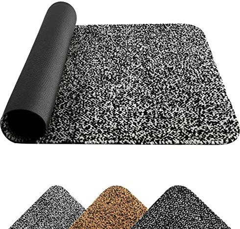 Mibao Fußmatte für Innen, Schwarz Grau 50x80 cm, Eingangstürmatte, Maschinenwaschbar, rutschfeste Türmatte Indoor Fußmatte, Absorbierende Fußmatte, Badezimmer Türmatte