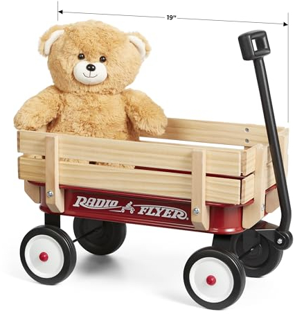 Radio Flyer My 1st Steel & Wood Wagon with Teddy Bear, Red Toy Wagon, For 1.5+ Years Old