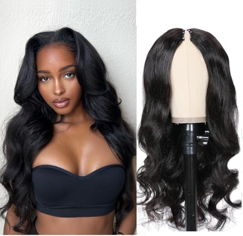Echthaar Perücke Body Wave V Part Human Hair Wig For Women Culy V Part Half Wig Human Hair None Lace Front Wig Upgrade U Part Wig Brazilian Human Hair V Part Wig Beginner Friendly 26 Inch
