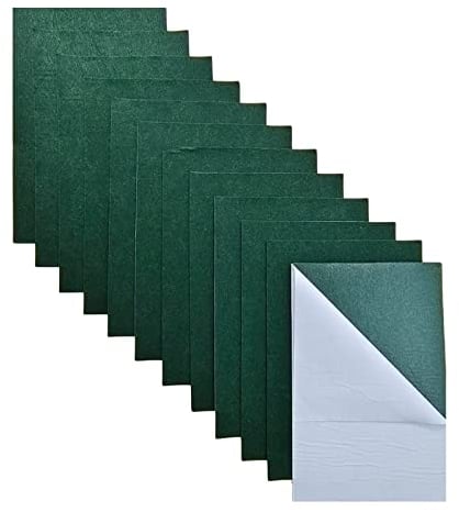 Jtnohx Filz Selbstklebend, 11 Stück Filzkleber, 20x30cm Farbe Filzstoff zum Basteln, Selbstklebende Filzblätter für Schmuckkästchen (Grün)