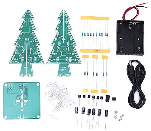 3D-Weihnachtsbaum-DIY-Bausatz für Elektronische Schaltungen, 3D-Weihnachts-Weihnachtsbaum-DIY-Modell-Montagesatz, LED-Stereo-Weihnachtsbaum-Weihnachtsdekoration für Studenten, Teenager(7 Farben)
