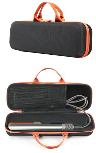 EUGOOCX Hard Travel Case Storage Bag for Dyson Airstrait Hairdryer Straightener Portable Protective Case for Dyson Hair Straighteners (Black Orange)