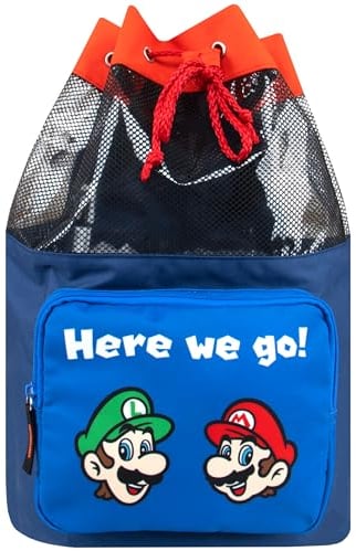 Super Mario Tasche | Mario Und Luigi Schwimmtasche Kinder | Strand Sporttasche Kinder | Badetasche Jungen | Blau Eine Größe