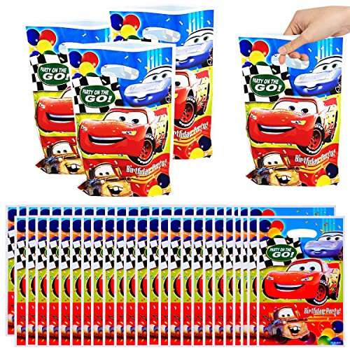 50 Stück Cars Geschenktüten, Partytüten, Tüten Mitgebsel Kindergeburtstag, Plastik Klein Geschenk Candybar Tüten zum Verpacken von Geschenken, Mitgebsel, Party, usw, 25 x 16 cm