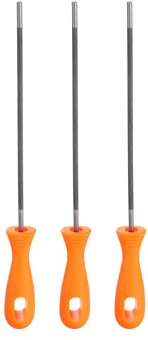 sourcing map 3pcs Chainsaw File 3/16(4.8mm) Chrome Steel Double Cut Round Rasp with Plastic Handle for Chain Saw Polishing