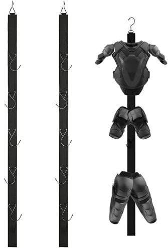 XJKLBYQ Hockey-Trocknungsregal, 2pcs 47 Zoll 5-Hookey-Hockey-Ausrüstungsstange, tragbare Hockeyausrüstung Trockenstange für Eishockey-Baseballfänger-Fußballausrüstung, Hockey-Trocknungsregal