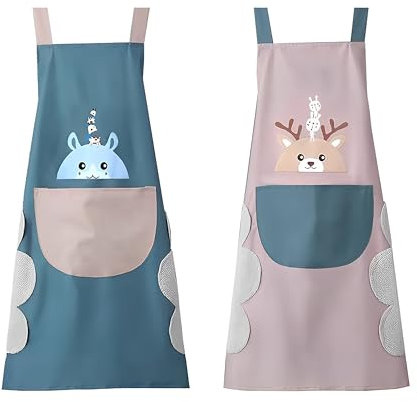 YBBT Schürzen 2er-Pack – Verstellbar, wasserabweisend, mit Taschen – Unisex Design für Küche