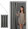 MIULEE Türvorhang mit Teleskopstange Verdunklungsvorhang Grau Blickdichte Vorhänge mit Ösen 1 Stück Modern Gardinen Wohnzimmer Schlafzimmer Gardine Thermo Türgardine H200 x B150 cm + Stange B70-130cm