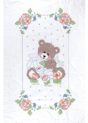Jack Dempsey Needle Art Bear & Bunny Steppdecke für Kinderbett
