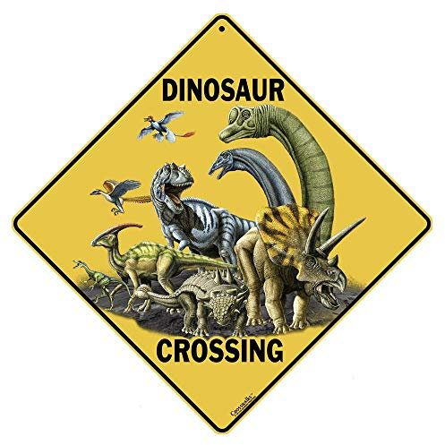 CROSSWALKS X289 Aluminiumschild mit Dinosaurier-Motiv, 30,5 x 30,5 cm