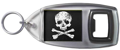 Distressed Skull and Crossbones - Plastic Bottle Opener Key Ring