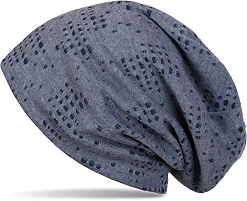 styleBREAKER Beanie Mütze im Destroyed Vintage Used Look mit kleinen Löchern, Slouch Longbeanie, Unisex 04024070, Farbe:Jeansblau