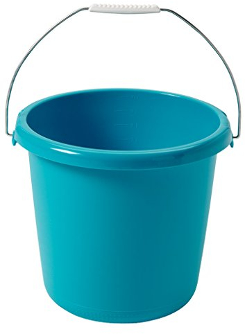 CURVER Seau 10L anse métal, pour le Ménage - Bac de Lavage Pratique et Empilable - Pour Laver le Linge, la Vaisselle, le Sol - 29,5 x 29,5 x 25,5 cm - Bleu Turquoise