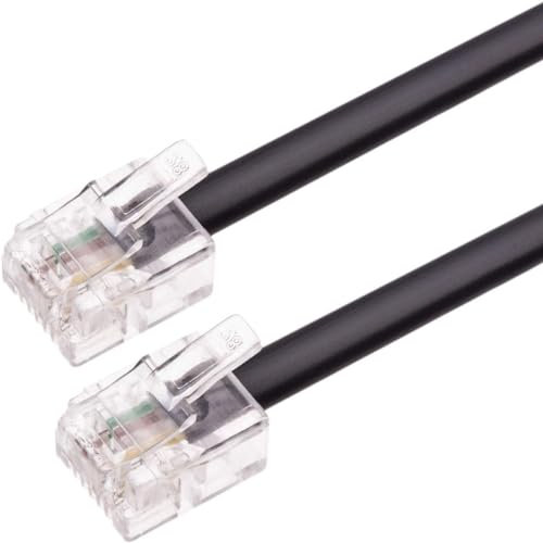 CABLEPELADO - Cable de telefono RJ11 | Cable Modular 6P4C | Cable Western RJ11 | Cable de Teléfono Fax Módem Router DSL VDSL ISDN Internet | Negro | 3 metros