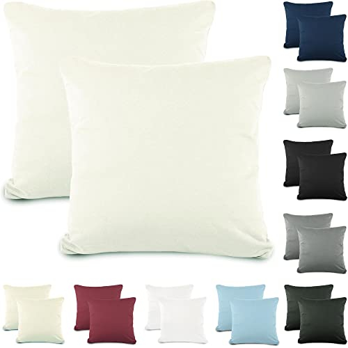 CelinaTex Active Kopfkissen Bezug Doppelpack Set 80x80 Natur beige Baumwolle Jersey Nackenkissen Kissenhülle 5001539