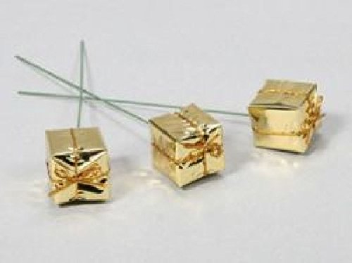 Schreiber Deko 60x Geschenkpäckchen am Pick/Gold / 25x25mm