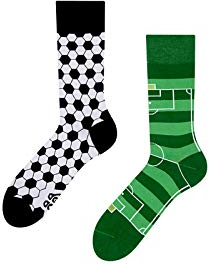 Dedoles Socken Unisex Damen Herren & Kinder Baumwolle viele lustige Designs 1 Paar Geschenk links rechts verschieden, Farbe Grün, Motiv Fußball, Gr. 35-38