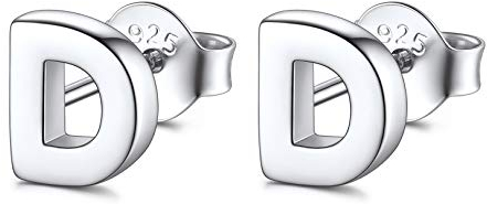 FOCALOOK Buchstabe D Ohrringe Silber Initiale Letter Ohrstecker Silber 925 Ohrpiercing Damen Mädchen Ohrringe Buchstabe Schmuck Accessoire