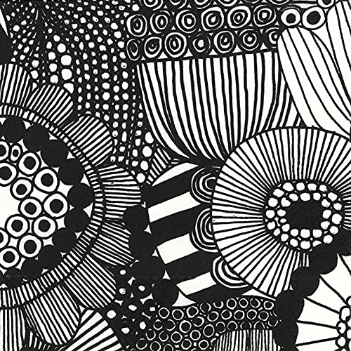 IHR Ideal Home Range Cocktail-Servietten, Marimekko, Einweg-Servietten, 3-lagig, Papier, Party-Servietten, 12,7 x 12,7 cm, Siirtolapuutarha Schwarz, 20 Stück