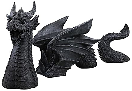 Phonleya Harz Gothic Drachenskulpturen, Drache Tierfiguren Tierstatuen Gartenfiguren, Garten Dekoration Figuren, Drache Figur, Für Outdoor Terrasse Vorgarten Rasen, 22,5 * 9 * 11 cm