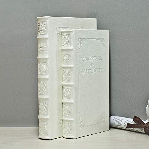YD SZ YADOO Dekorative Bücher mit weißen Kunstleder-Buchboxen zur Dekoration, zum Ausstellen, modische dekorative Aufbewahrungsboxen, künstliche Dekobücher (2er-Set) C104L+C104S