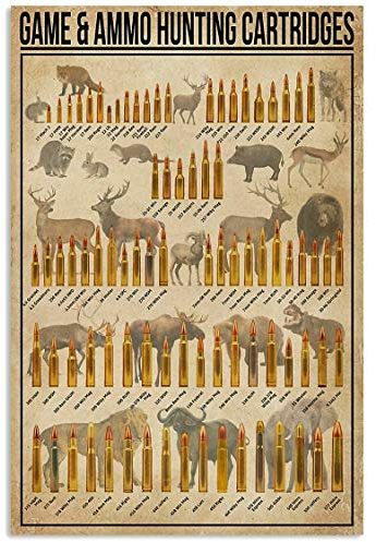 TNND Game & Ammo Jagdkartuschen Poster Wissen Wanddekoration Druck für New Hunter Kunst Wanddekoration Heimdekoration Vatertag Geburtstag Geschenk Metallschilder 30,5 x 40,6 cm