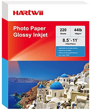 Fotopapier, glänzend, 220 Blatt, für Tintenstrahldrucker, 20 x 20 kg, 160 g/m², A4, geeignet für alle Farbstoffdrucker HARTWII