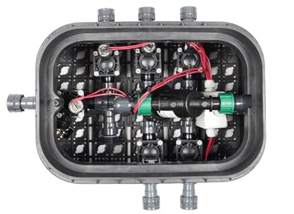 Bewässerungsverteiler Ventilbox (Hauptventil & Vorfilter, 5 Stationen) | inkl. Anschlussmaterial | Verschraubungselemente | Magnetventile | Messing Druckluftanschluss mit Kugelhahn