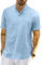 LVCBL Linen Shirts Men Casual Light Summer Shirts Daily Wear Blue L