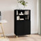 FIRBNUS Seitenschrank 60x36x110 cm mit 2 Offene Ablagen und 4 Fächer Schubladenschrank Lowboard Lagerschrank Schwarz Sideboard Wohnzimmer TV Schrank Aufbewahrungskommode Holzwerkstoff
