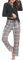 Ensemble Pyjama Femme Uniexcosm Hiver Coton Longues Manches avec Poches Latérales Impression 3 L Carreaux Col Ronde