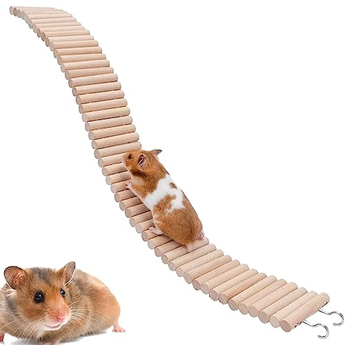 Hamsterleiterbrücke | Käfig Holzleiter 2-in-1 Hamsterbrücke Mäuseleiter | Harmloses Holzspielzeug und Käfigzubehör, Kletterleiter und Zaun-Set für Hamster, Mäuse, Chinchillas und