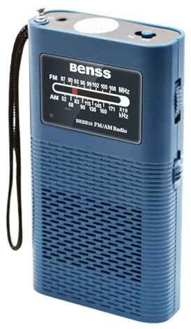 Small Radios Portable Pocket AM FM, Transistor Radio with Best Reception and Best Sound Quality, Powerful Flashlight Powered by 1500mah Battery (Included), Ultra-Long Antenna(Blue)