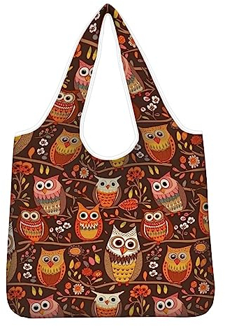 Kuiaobaty Einkaufstasche Faltbar, Umweltfreundlich, Groer Fassungsvermgen, Multifunktional, Eulen auf Brach, 35 x 11,5 x 66,5 cm, Unisex-Erwachsene