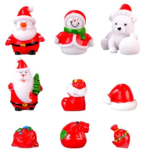 FIBOUND 18 Stück Weihnachten Miniatur Ornamente, Weihnachtsfiguren Klein Deko, Harz Figuren Mini Weihnachtendeko, Niedlichen Cartoon Xmas Decor, Dekoration Für Weihnachtsfeier Lieferungen