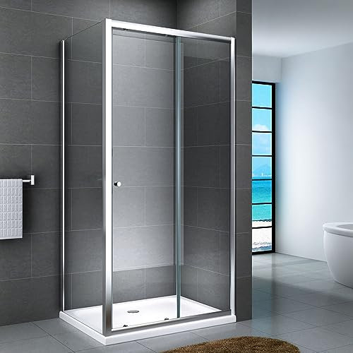 Yellowshop - SMART Box doccia 2 lati porta doccia scorrevole frontale laterale fisso cm 110, 130, 150, 170 struttura in alluminio, vetro trasparente o opaco 6mm (cm 170x70 Trasparente)