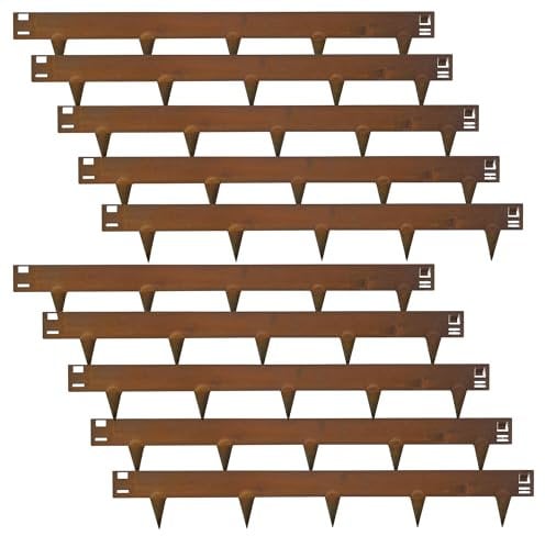 UNIGARDIA Bordure Acier Corten Métal 10 m - Bordure de Pelouse Flexible en Hauteur de 150 mm - Marteler Simplement la Bordure avec Pointes - 1 Paire de Gants de Montage Inclus, Corten