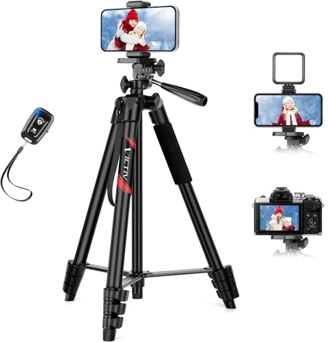 Victiv 162cm Treppiede Smartphone, Portatile Cavalletto per Smartphone con Telecomando e Supporto per Cellulare, Tre Piedi per Telefono Compatibile con iPhone/Samsung/Huawei