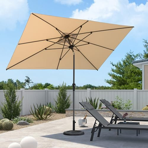 PURPLE LEAF Parasol de Jardin Exterieur inclinable 200 x 300 cm Rectangulaire Parasols en Aluminium Toile Protection UV pour Balcon Terrasse Patio, Beige