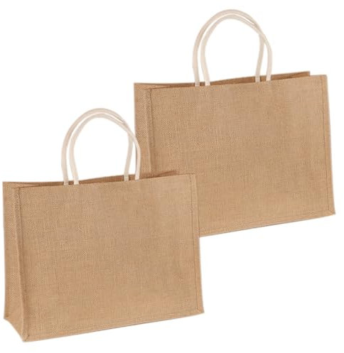 2 Stück Jutesäckchen Tragetasche, Geschenksäckchen zu Weihnachten ,Personalisiert Jutetasche Geschenktüten ideal für Einkäufe, Lunchbox und als Geschenktasche kreativ zu gestalten (30*24*14)