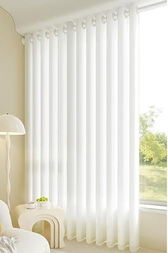 Beydodo Gardinen Wohnzimmer 2er Set Weiß, Vorhänge Lichtdurchlässig Ösen Einfarbig Modern 137x183CM Gardinenschals Polyester Halbtransparent Schiebevorhänge Schlafzimmer Küche
