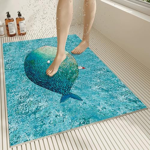 Pevfeciy Tapis Baignoire 50x80 cm Tapis de Douche antidérapant de Style Moderne en PVC Doux et Confortable avec Trous de Drainage, Haute perméabilité à l'eau, adapté aux Zones humides