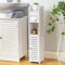 YUET Floor Cabinet, FreeStanding White PVC Toilet Paper Holder with Shelf, Bathroom Storage Tissue Organizer, Column with Toilet Roll Holder Dispensers Cupboard Free Standing (TSC10)