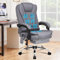 ALFORDSON Bürostuhl mit Massagefunktion, ergonomisches Design mit großer Sitzpolsterung, Lendenwirbelstütze, Rollen, für reibungslose Mobilität im Büro, Felsgrau, Leinen Fabric