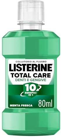 LISTERINE Total Care Mundwasser Zähne und Zahnfleisch, Reisemundwasser mit frischem Minzgeschmack, im praktischen Reisegröße und mit Fluorid für starke Zähne und gesundes Zahnfleisch in nur zwei