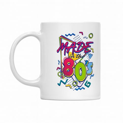 Silly Dog Designs - Made in the 80s Coffee Mug 11oz – Retro 80s Birthday Gift Mug – Funny Vintage Style Cup for Men and Women – Dishwasher and Microwave Safe