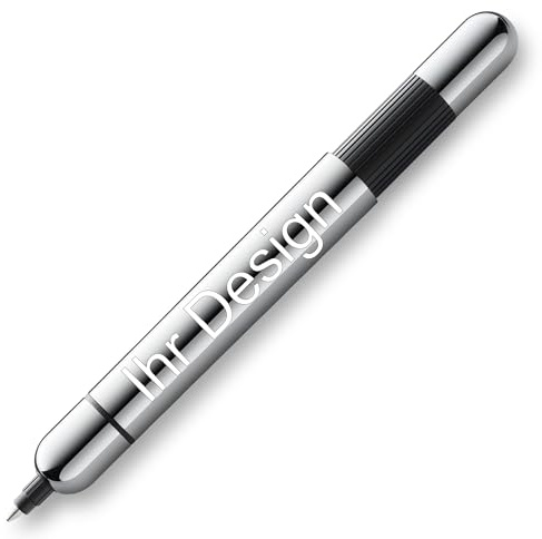 Lamy pico chrom Kugelschreiber (Pocket pen mit Druckmechanik) Modell 289, mit Gravur (Lasergravur), inkl. M22 M Schwarz und hochwertiger Verkpackung