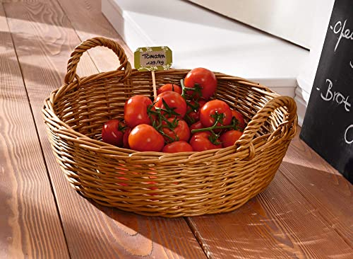 Dekoleidenschaft große Schale aus Weide, natur, Ø 47 cm, Obstkorb, Aufbewahrungs-Korb, Dekokorb, Weidenkorb, Flechtkorb, Aufbewahrungsschale, Weidenschale geflochten, Obstschale