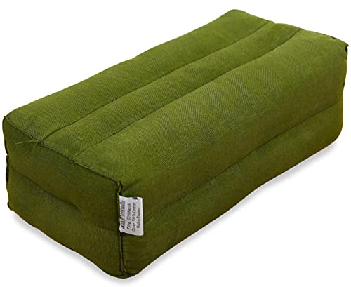 livasia Block Yogakissen eckig einfarbig modern - 17x34x12cm - Meditationskissen Kapok, Stützkissen Bolster rechteckig, Yoga Pilates Zubehör Nackenkissen, Thaikissen handgefertigt (Grün Uni)